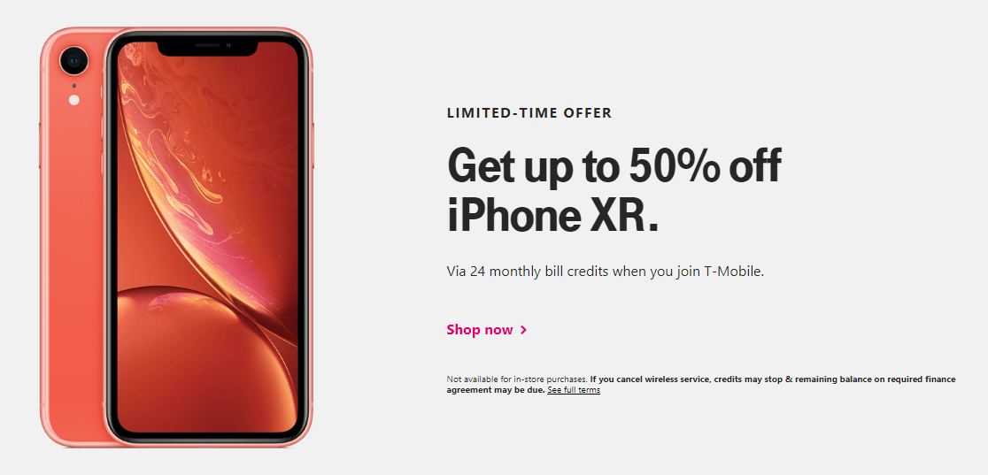 T-Mobile - Get iPhone XR for $300 with 50% Discount