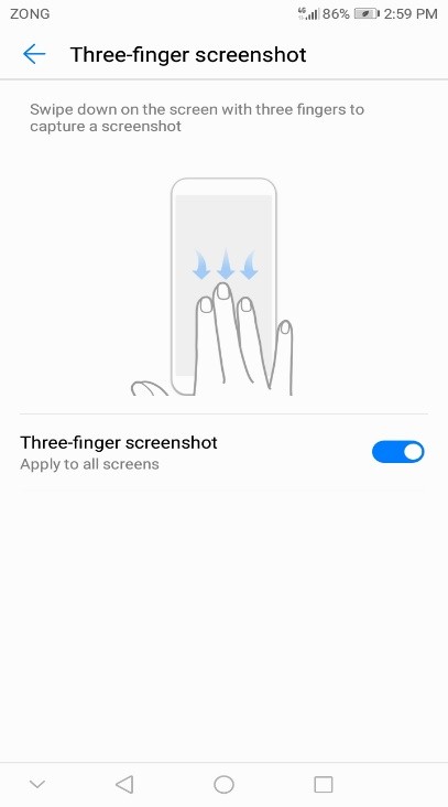 Three finger screenshot