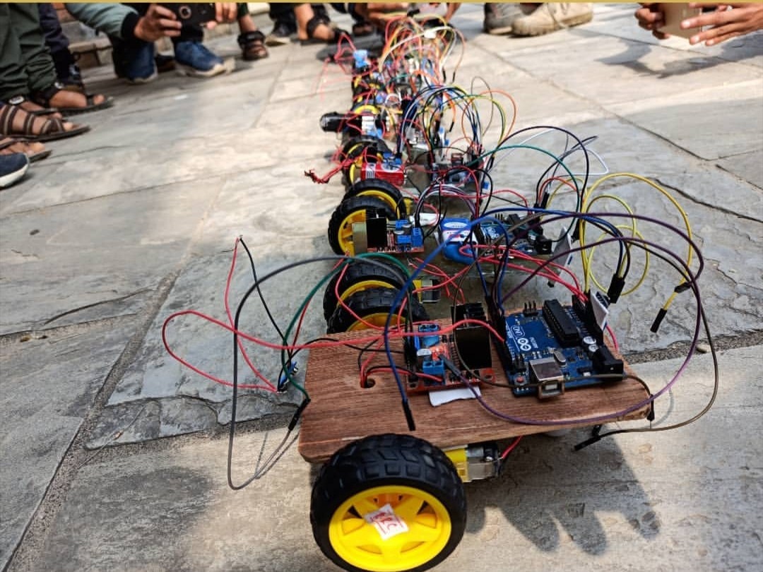 Line following bots made at Dhulikhel, Nepal during basic robotics training session