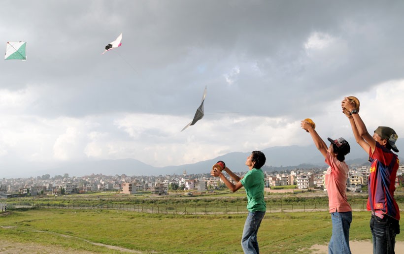 Kids enjoying the kite flying