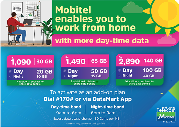 Mobitel Allows you to work from home - With more Day Time Data