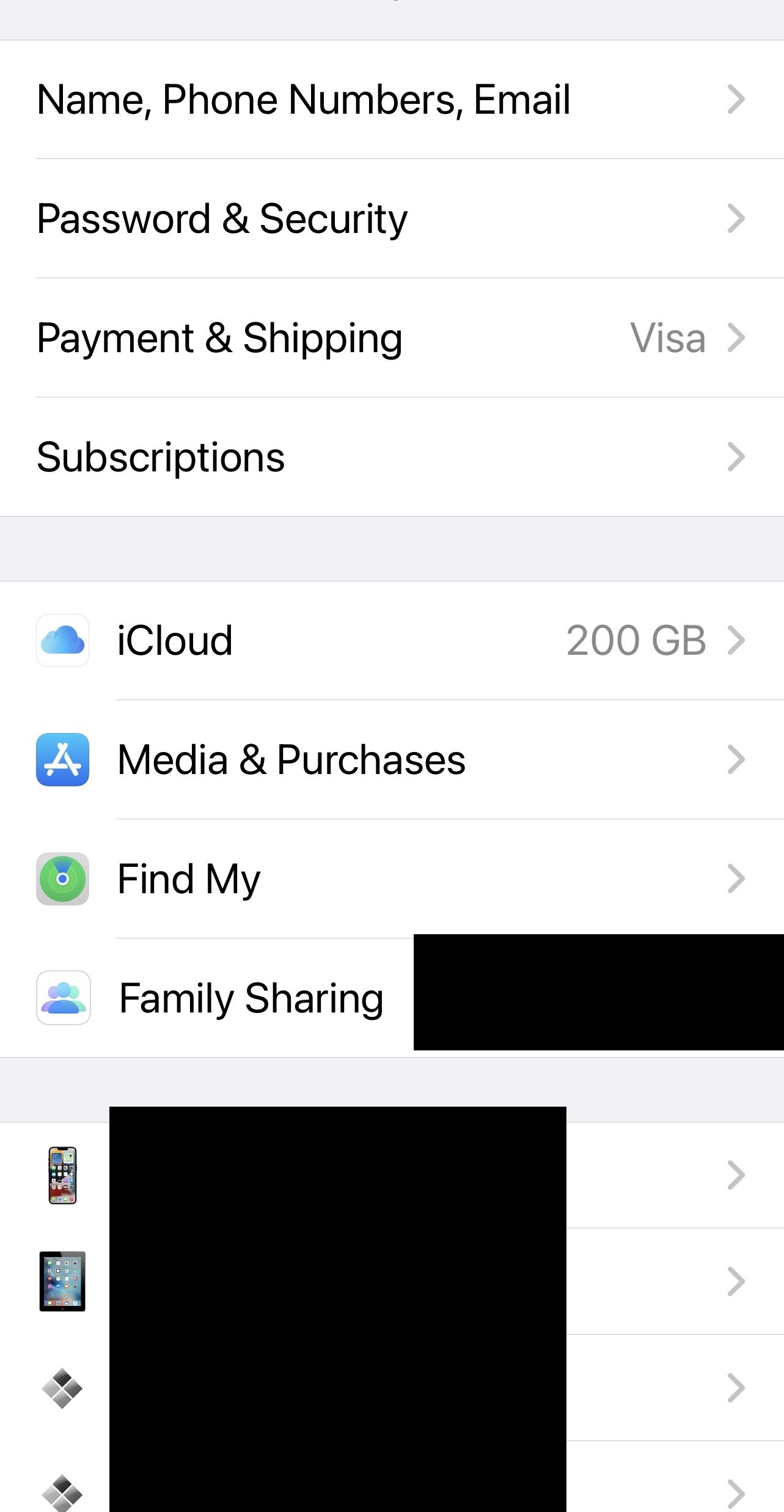 iPhone 13 Pro Max Subscriptions Main Screen