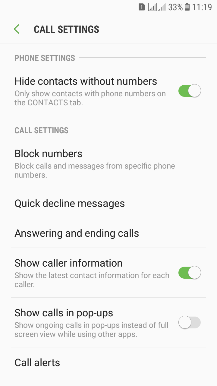 Select the call settings.