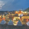 Pashupatinath covered in lights. Golden