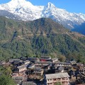 Ghandruk village with a view of Annapurna mountain range