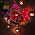 Rangoli made for 2020 tihar festival, at a temple Kathmandu Nepal