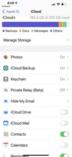 iPhone 13 Pro Max iCloud Backup Storage Stat