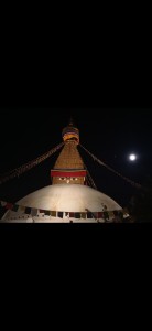 Stupa and Moon dide by side