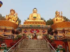 Statue of three versions of Buddha located at Swyambunath.