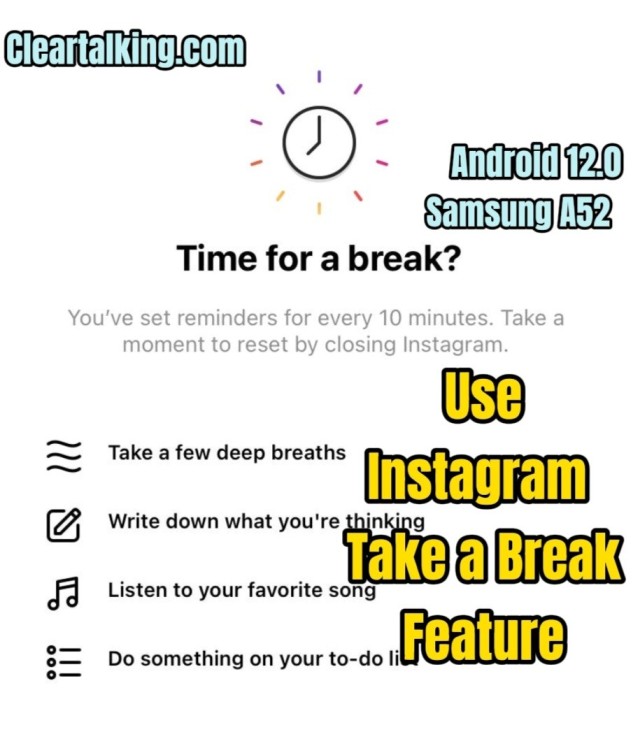 How do you set a take break reminder on Instagram?