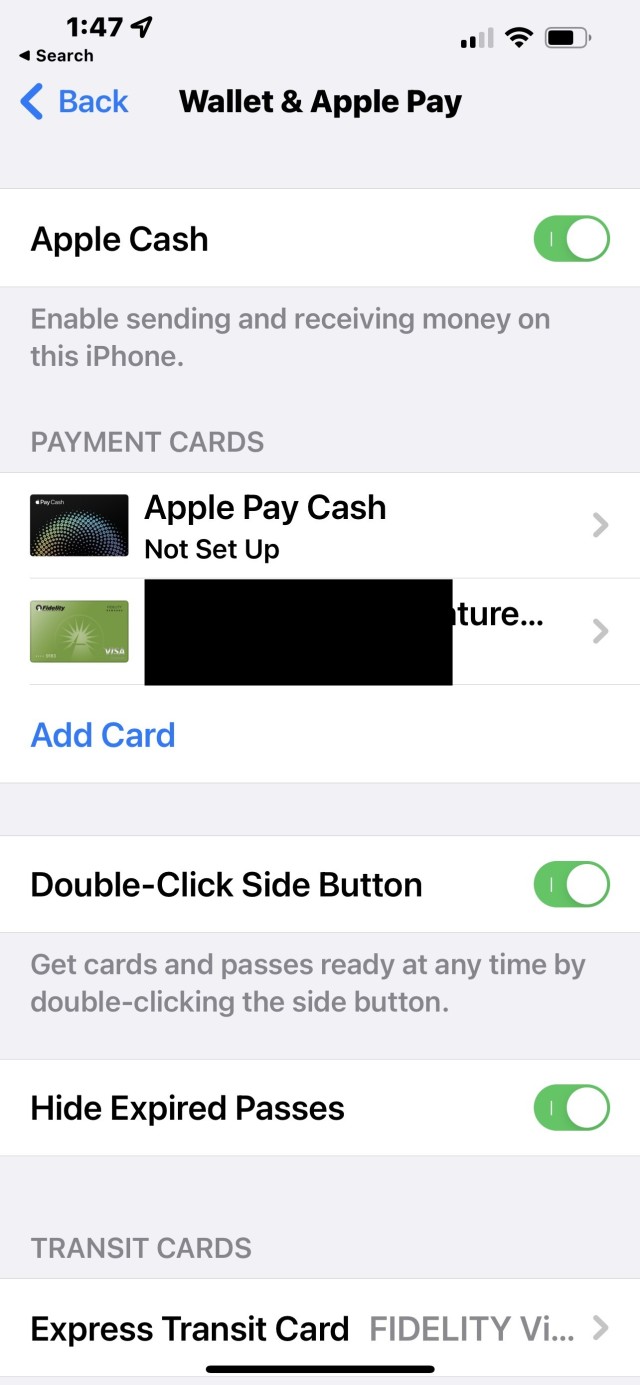 iPhone 13 Pro Wallet &amp; Apple Pay Settings