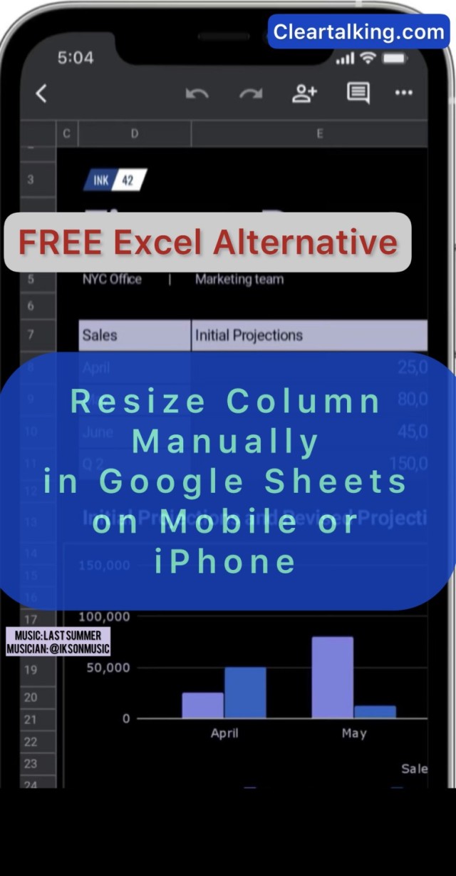 Google Sheets - How to Resize a Column in Google Sheets manually on iPhone or Mobile?