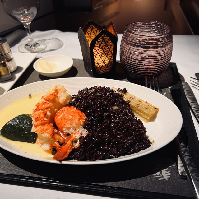 Qatar Airways Business Class Dining Option Lobster