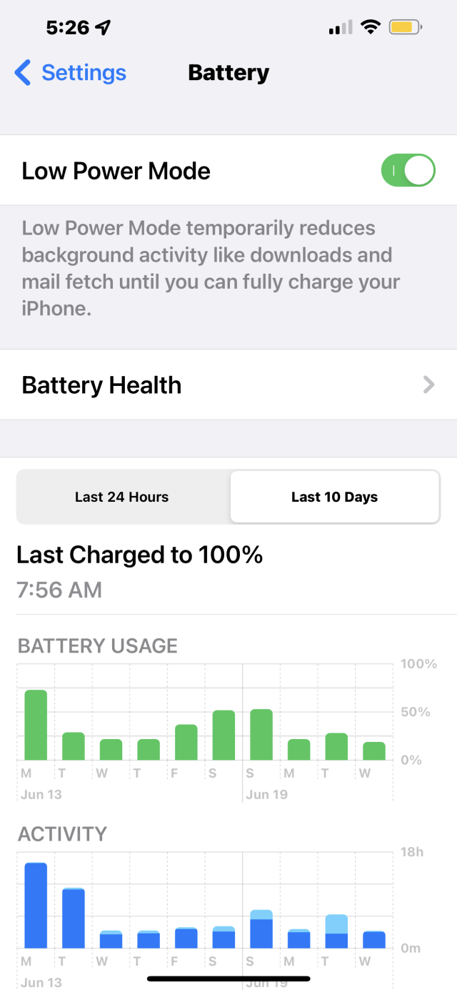 iPhone 13 Pro Max Battery Settings