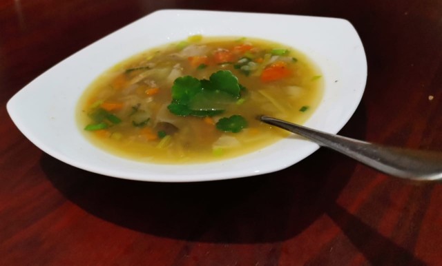 Soup with leaves