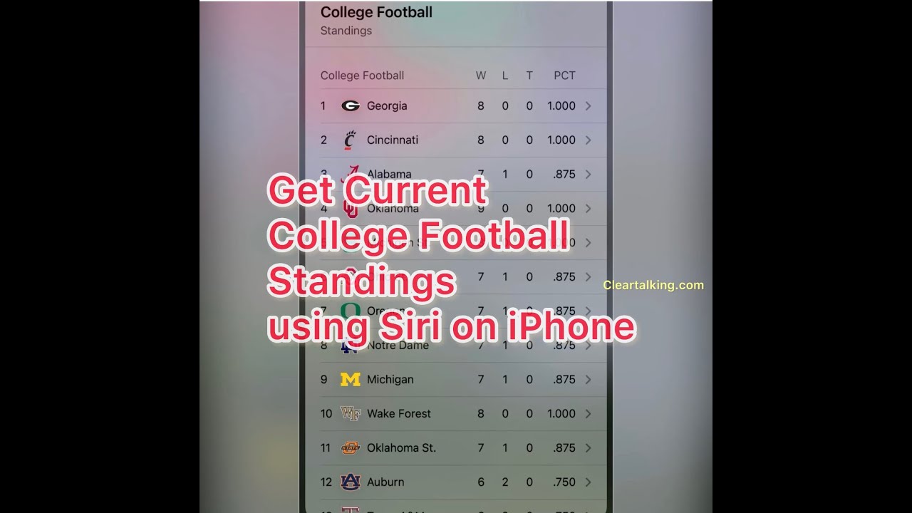 How to get current College Football standings using Siri on the iOS devices