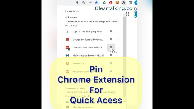 How to Pin and Unpin Extensions to the Toolbar in Google Chrome Browser?