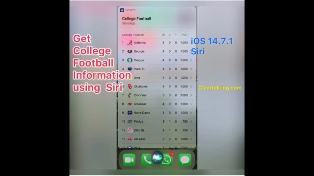 How to get college football information using Siri voice commands?