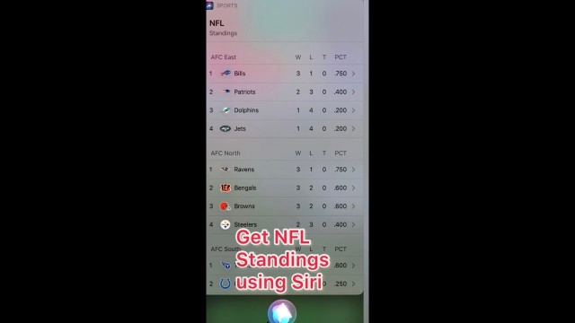 How to get current NFL standings using Siri?