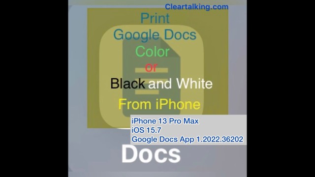 How to change the print to black and white or color in Google Docs from iPhone?