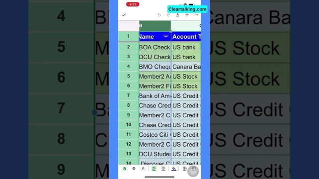 Resize multiple Columns at once in Google Sheets using your iPhone or Mobile #googlesheets #shorts