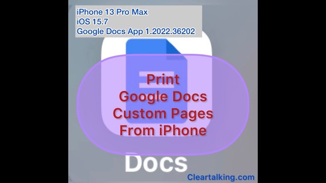 How to print custom pages on Google Docs from iPhone?
